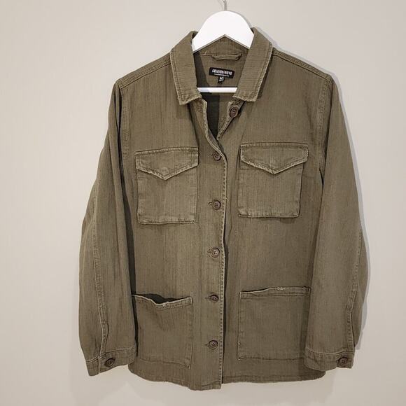 Fashion Nova Utility Shirt Shacket Jacket Skull and Roses - Size M - Picture 2 of 8